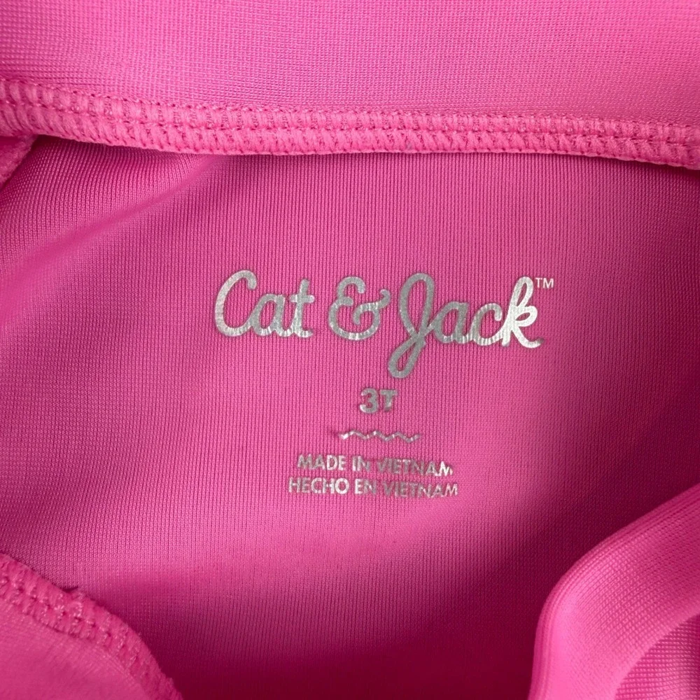 Cat & Jack Rash Guard Kids 3T Pink Happy Little Sunshine Long‎ Sleeve Swim Top